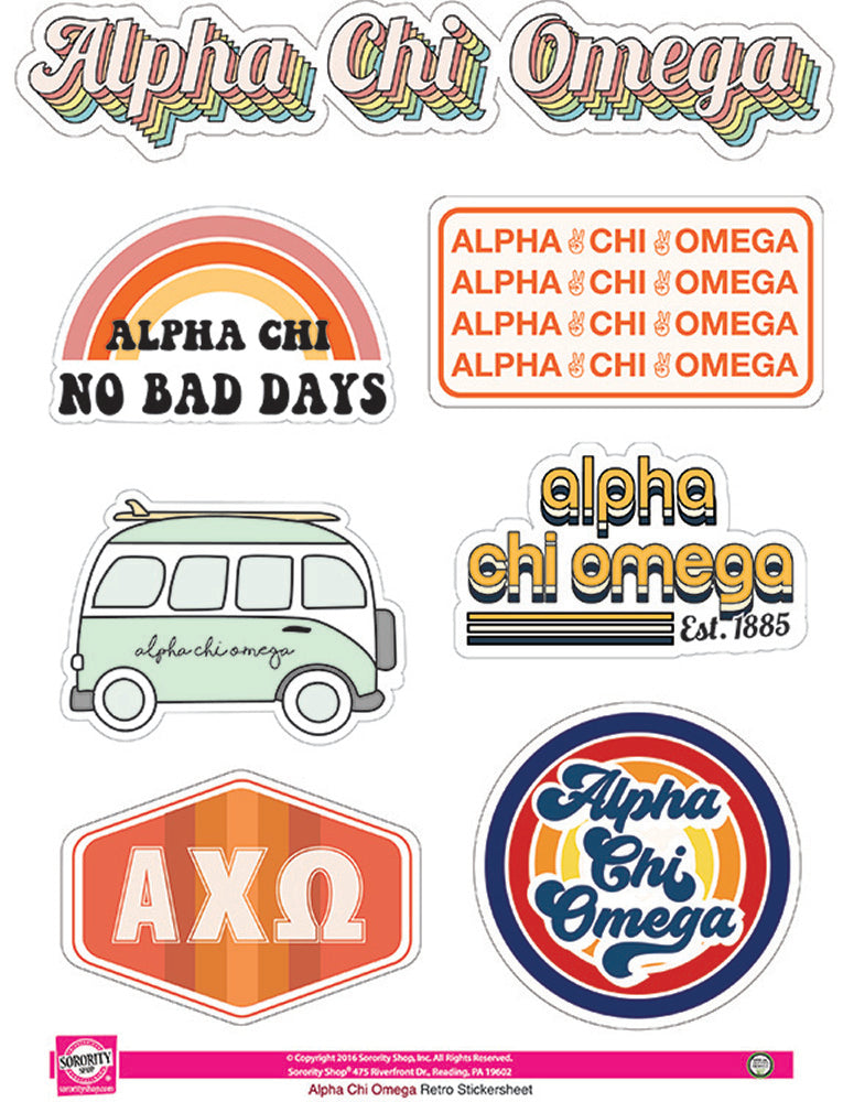 Alpha Chi Omega Retro Sticker Sheet