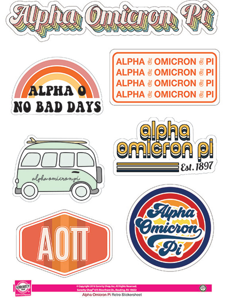 Alpha Omicron Pi <br> Retro Sticker Sheet