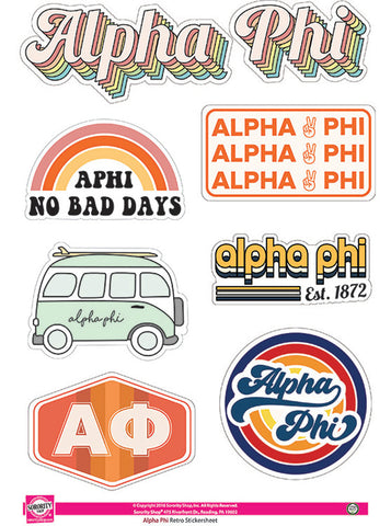 Alpha Phi <br> Retro Sticker Sheet