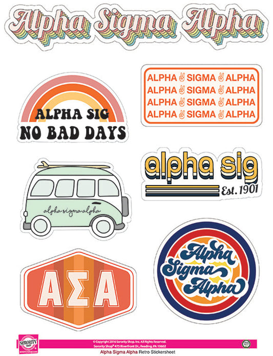 Alpha Sigma Alpha <br> Retro Sticker Sheet