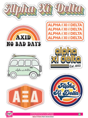 Alpha Xi Delta <br> Retro Sticker Sheet