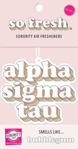 Alpha Sigma Tau - Retro Air Freshener - Bubblegum Scented