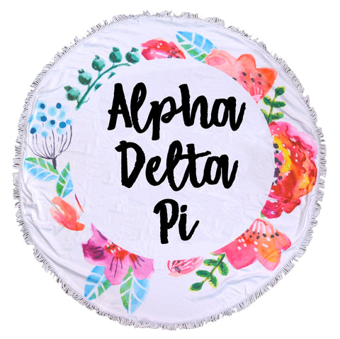 Alpha Delta Pi <br> Floral Fringe Towel <br> Blanket