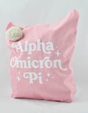 Alpha Omicron Pi Retro Pom Pom Tote Bag