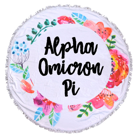 Alpha Omicron Pi <br>Floral Fringe Towel <br> Blanket