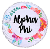 Alpha Phi <br> Floral Fringe Towel <br> Blanket