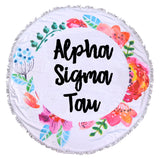 Alpha Sigma Tau <br> Floral Fringe Towel <br> Blanket