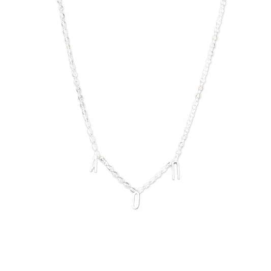 Alpha Omicron Pi Silver Greek Letters Necklace