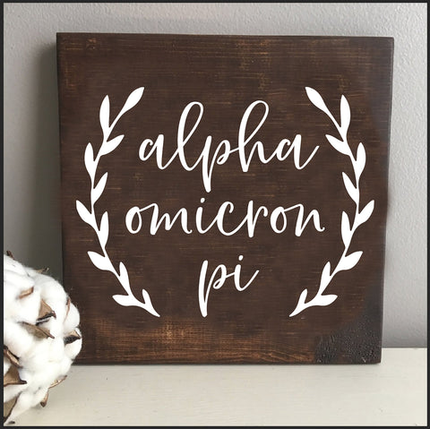 Alpha Omicron Pi Wooden Wall Art