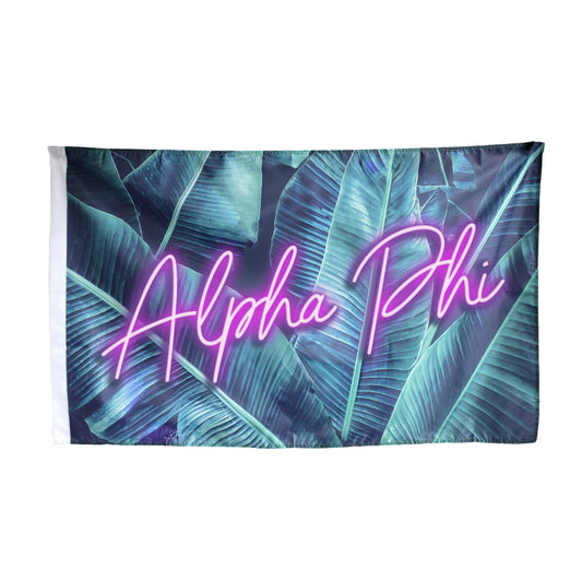 Alpha Phi Neon Palm Flag