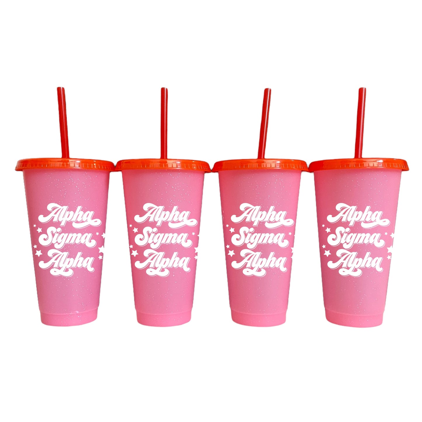 Alpha Sigma Alpha Glitter Color Changing Cup 4-Pack