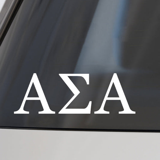 Alpha Sigma Alpha Car Decal Sticker- Greek Letters Design