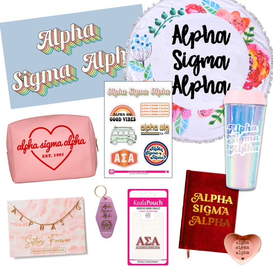 Alpha Sigma Alpha Celebrate Sisterhood Sorority Gift Box- 10 unique items