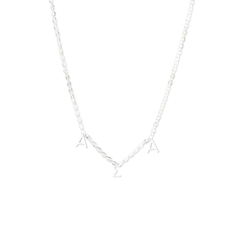 Alpha Sigma Alpha Silver Greek Letters Necklace