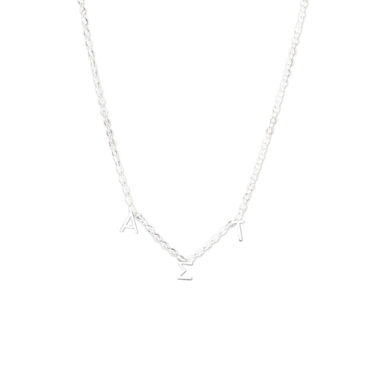 Alpha Sigma Tau Silver Greek Letters Necklace