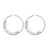 Alpha Sigma Tau Silver Hoop Earrings- Name Design