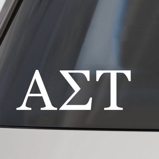 Alpha Sigma Tau Car Decal Sticker- Greek Letters Design