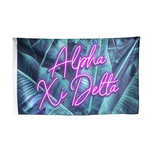 Alpha Xi Delta Neon Palm Flag