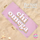 Chi Omega Plush Retro Beach Towel