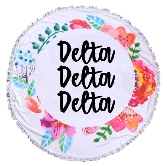 Delta Delta Delta <br> Floral Fringe Towel <br> Blanket