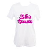 Delta Gamma T-Shirt- Retro Dolly Sorority Name Design, Relaxed Fit