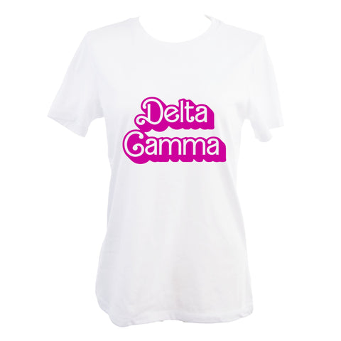 Delta Gamma T-Shirt- Retro Dolly Sorority Name Design, Relaxed Fit