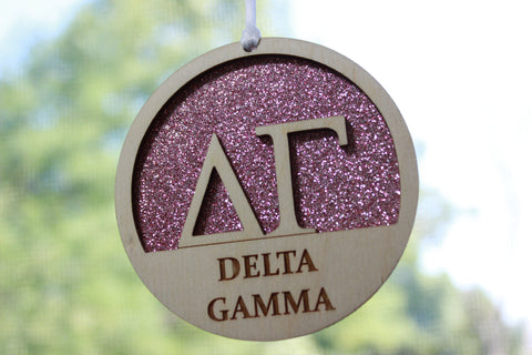 Delta Gamma - Laser Carved Ornament - 3" Round