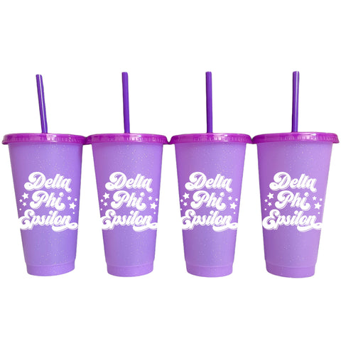 Delta Phi Epsilon Glitter Color Changing Cup 4-Pack