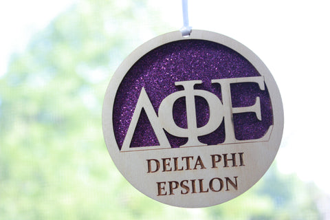 Delta Phi Epsilon - Laser Carved Ornament - 3" Round