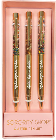 Alpha Sigma Alpha Glitter Pens (Set of 3)