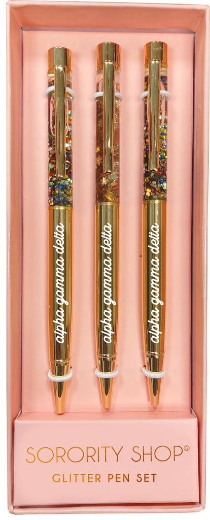 Alpha Gamma Delta Glitter Pens (Set of 3)