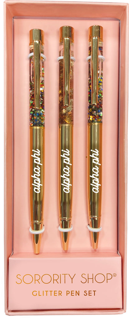 Alpha Phi Glitter Pens (Set of 3)