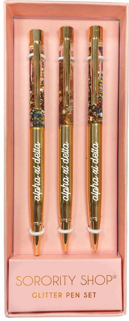 Alpha Xi Delta Glitter Pens (Set of 3)