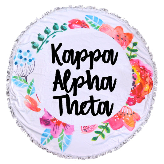 Kappa Alpha Theta <br> Floral Fringe Towel <br> Blanket