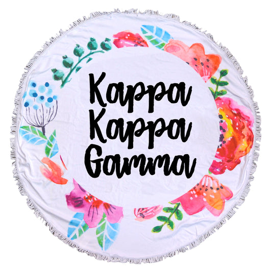 Kappa Kappa Gamma <br> Floral Fringe Towel <br> Blanket