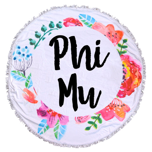 Phi Mu <br> Floral Fringe Towel <br> Blanket