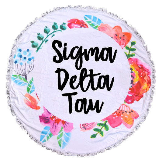 Sigma Delta Tau <br> Floral Fringe Towel <br> Blanket