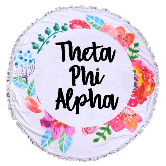 Theta Phi Alpha Towel - Floral Fringe Towel