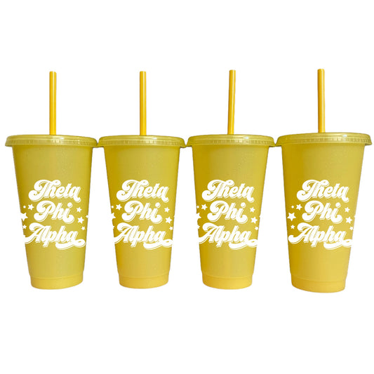 Theta Phi Alpha Glitter Color Changing Cup 4-Pack