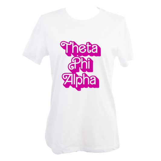 Theta Phi Alpha T-Shirt- Retro Dolly Sorority Name Design, Relaxed Fit