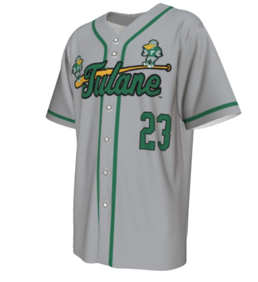 Tulane Replica Customizable Baseball Jersey - Grey