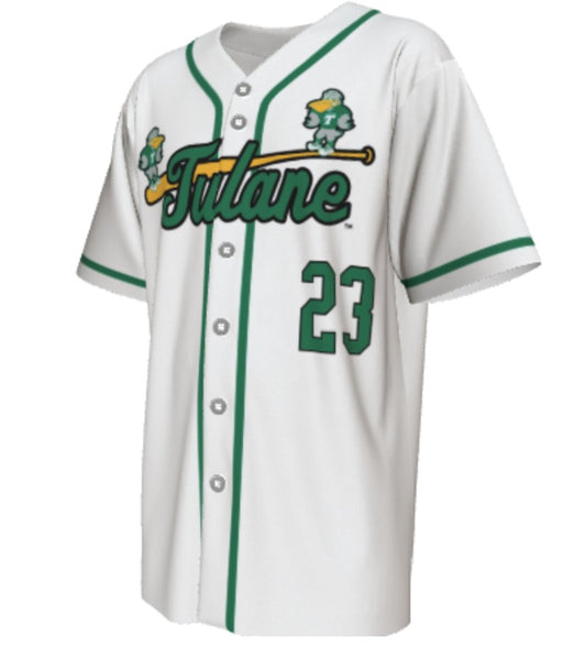 Tulane Replica Customizable Baseball Jersey - White