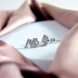 Alpha Sigma Tau White Gold Plated Stud Earrings