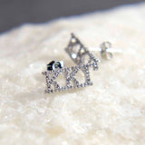 Chi Omega White Gold Plated Stud Earrings