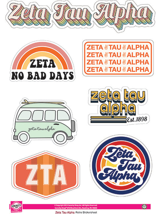 Zeta Tau Alpha <br> Retro Sticker Sheet