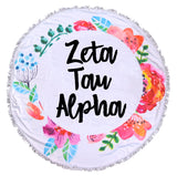 Zeta Tau Alpha <br> Floral Fringe Towel <br> Blanket