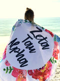 Zeta Tau Alpha <br> Floral Fringe Towel <br> Blanket