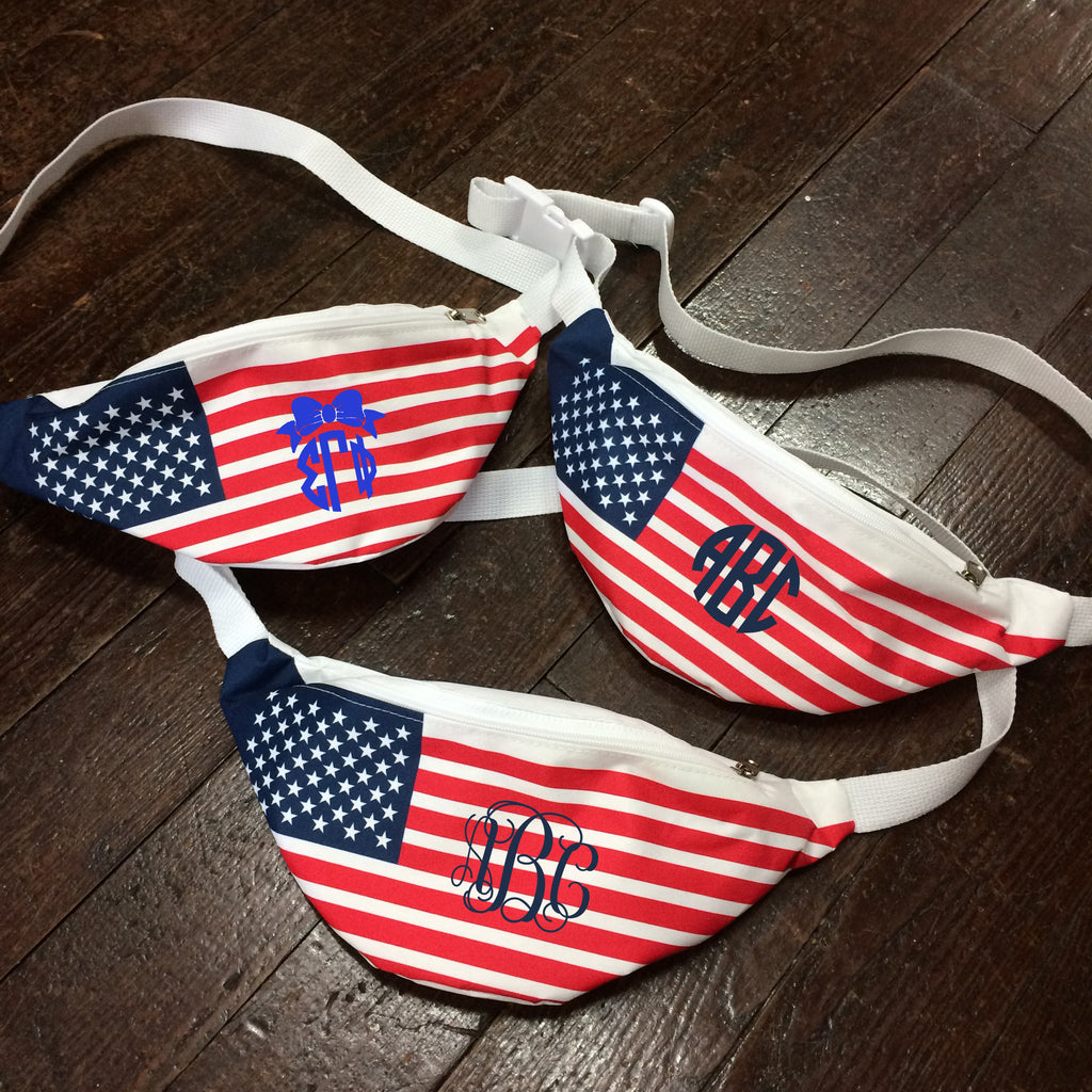 Monogrammed American Flag Fanny Pack - Campus Connection - Campus Connection - 1