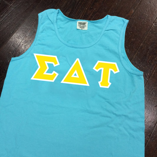 Vinyl-Letter Comfort Colors Tank Top - Campus Connection - Campus Connection - 1