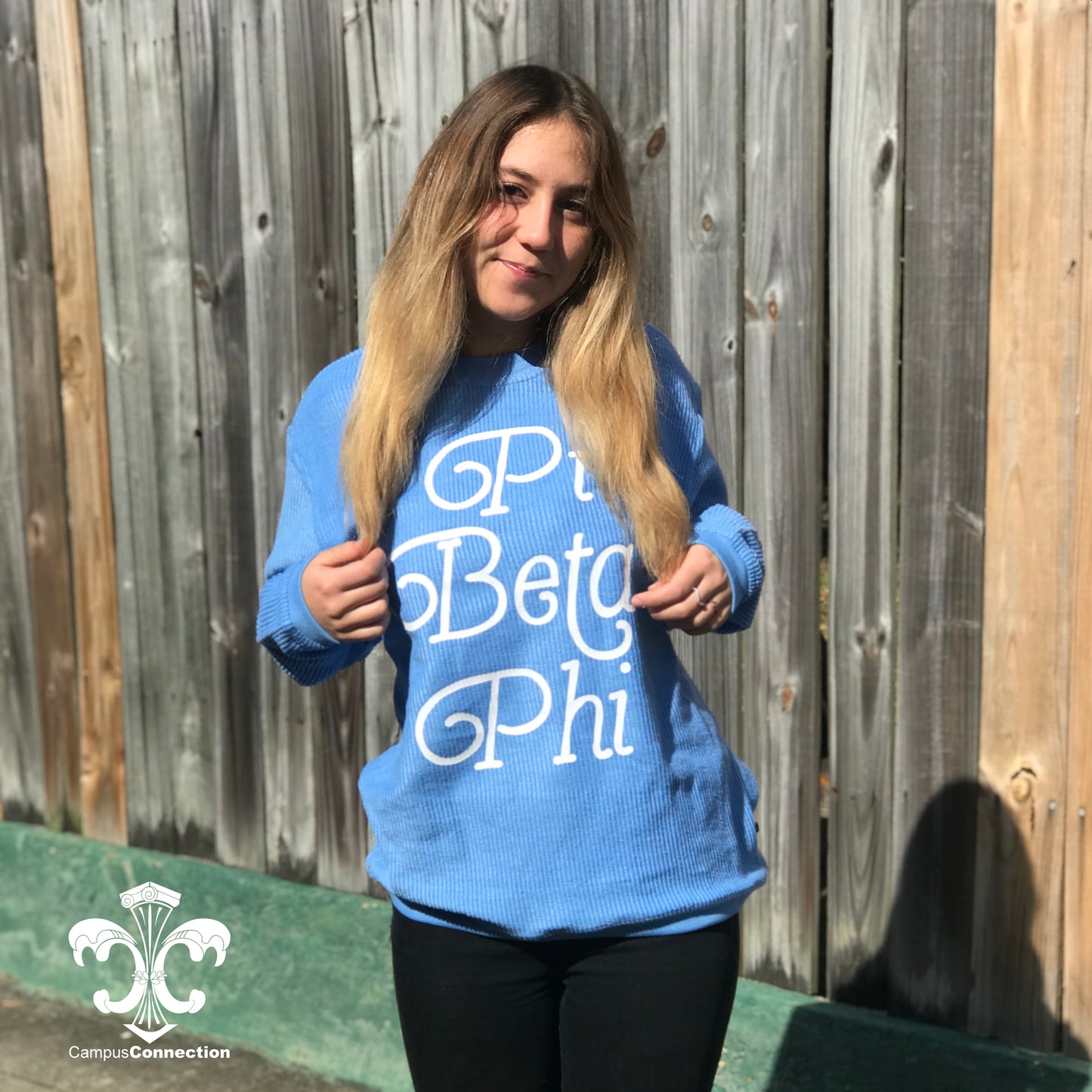 Corded Sorority Crewneck Sweatshirt with Lovestory Design